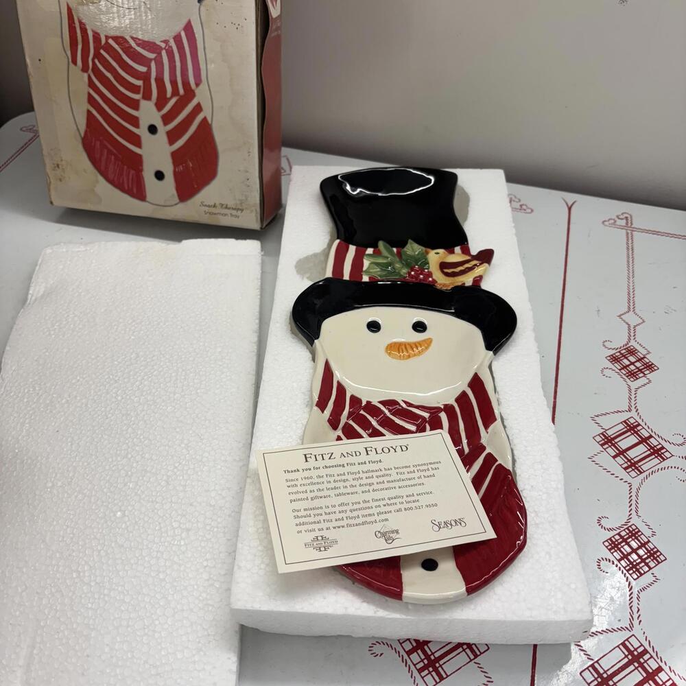 2008 Fitz & Floyd snowman snack tray or wall plaque
